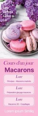 Faites la promotion de votre cours d'une journée sur les macarons en mettant en valeur votre photo rose.
