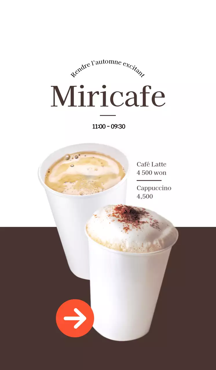 Faites la promotion de votre café en blanc, en marron et en contraste