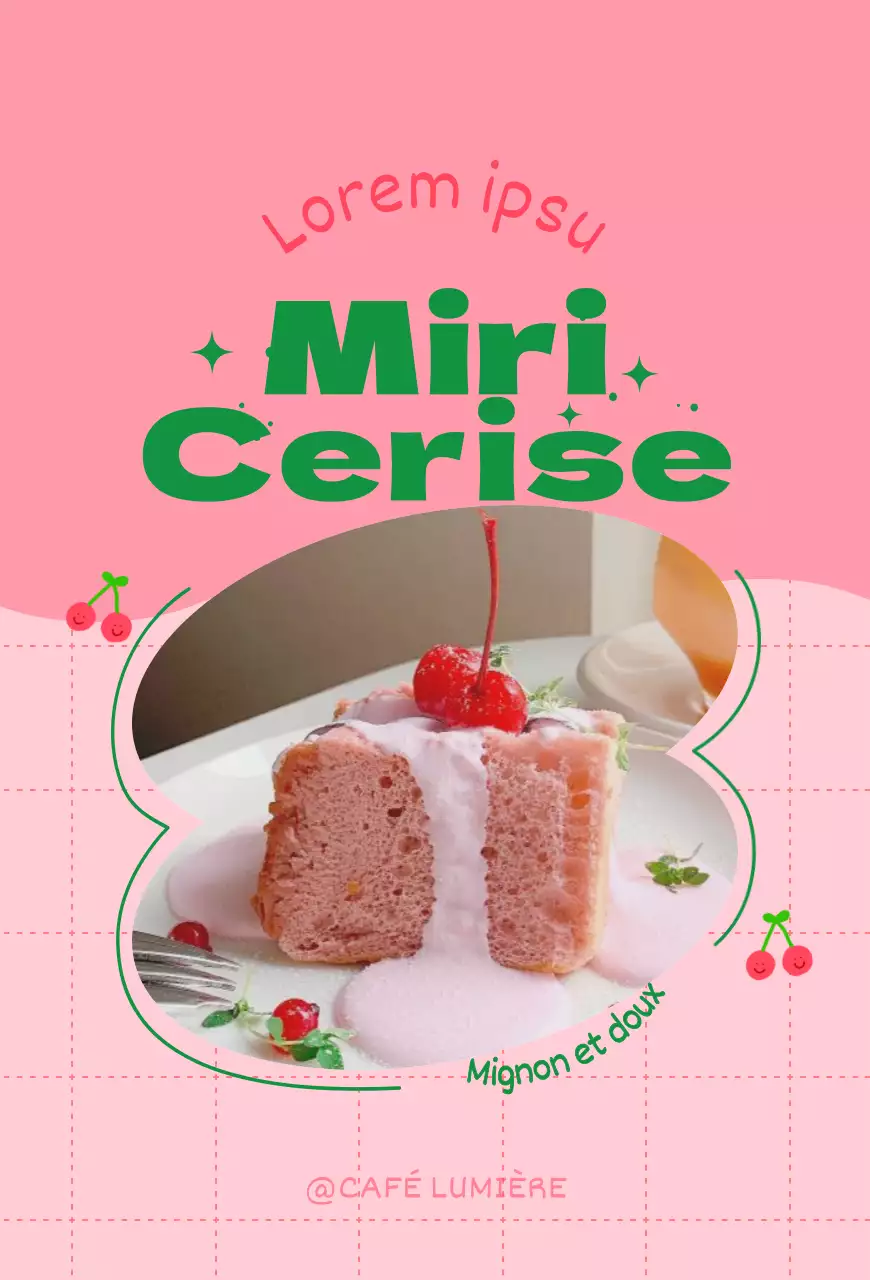Faites la promotion du menu de votre café avec un joli cadre rose et vert