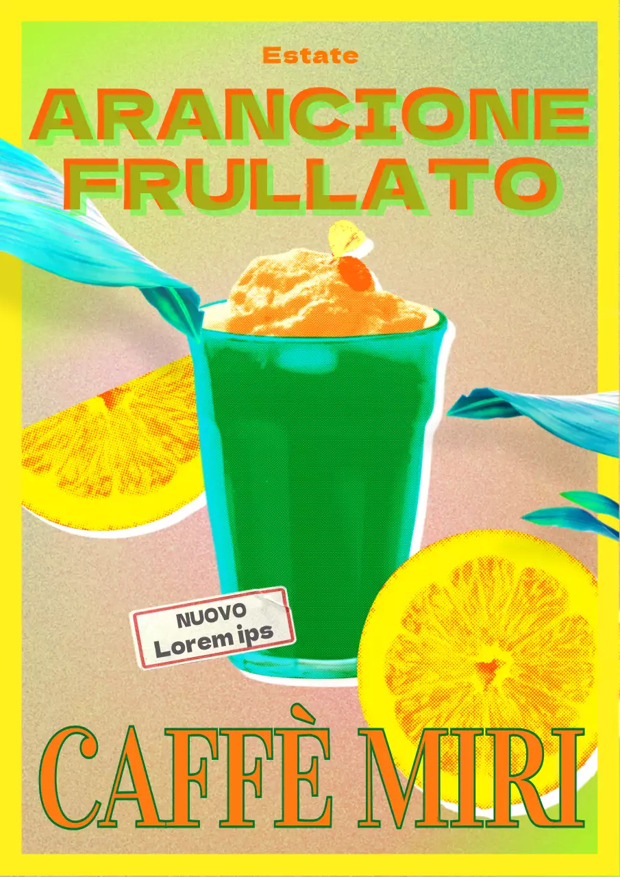Promuovere un nuovo menu di bevande estive con un concept pop art in un caffè chic