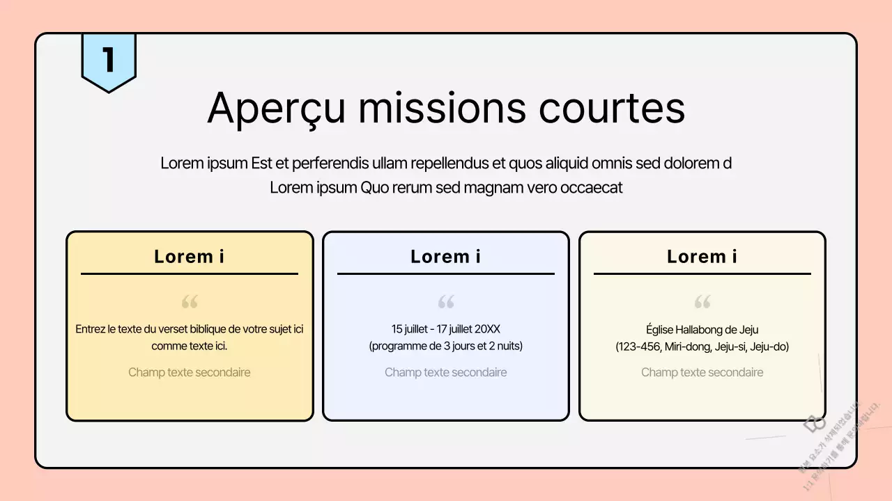 Une brochure de mission d'été de l'église aux couleurs pastel et épurées