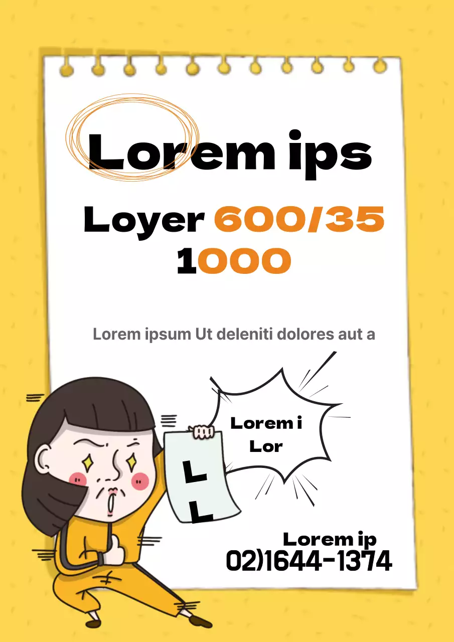 Promouvoir de simples mentions de nouvelles constructions avec une illustration jaune d'un employé de l'immobilier