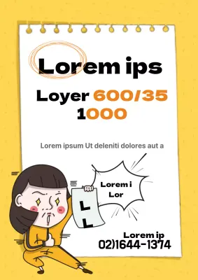 Promouvoir de simples mentions de nouvelles constructions avec une illustration jaune d'un employé de l'immobilier