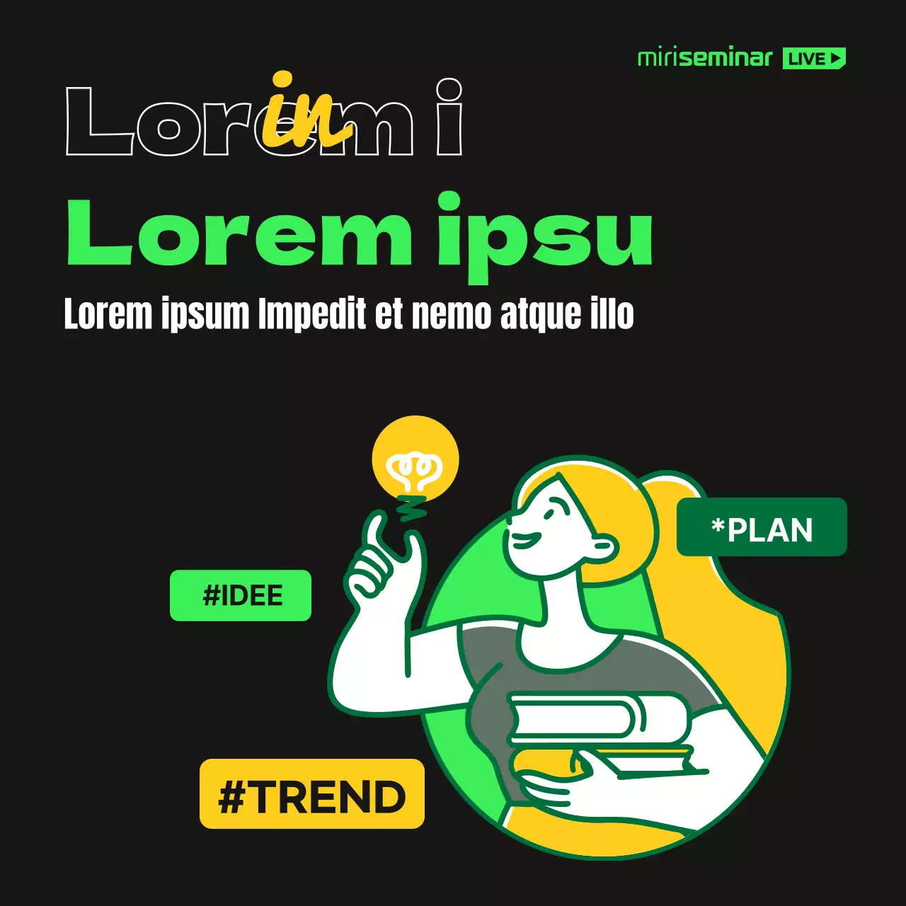 Schwarz Lime Green Yellow Einfache hohe Kontrast Illustration Konzept Abteilung Einführung Thema