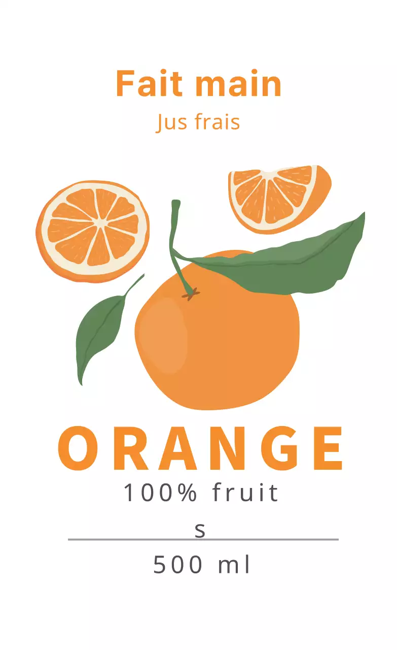 Etiquettes alimentaires mignonnes avec illustrations orange