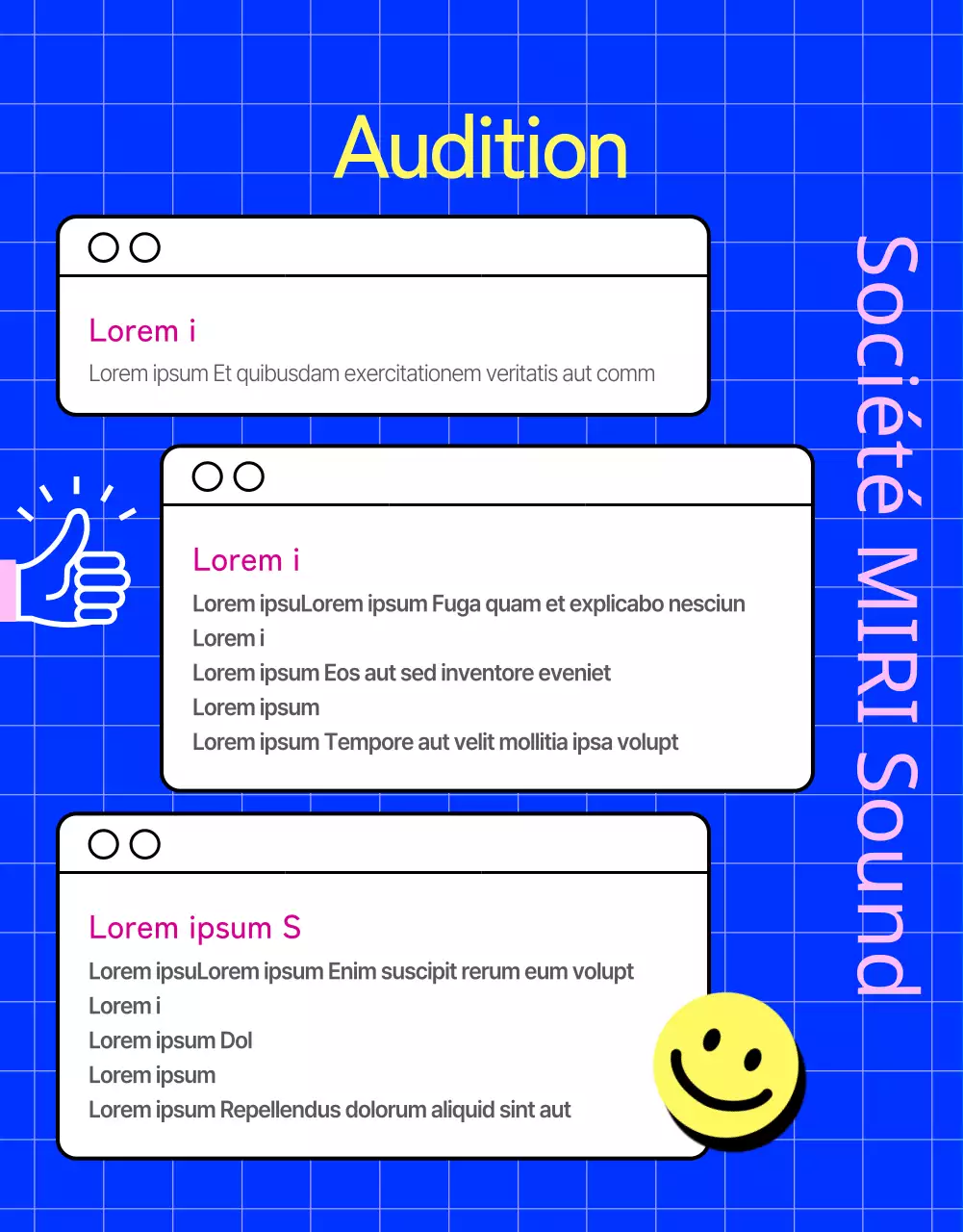 Auditions ouvertes de groupes avec couleur sur fond noir