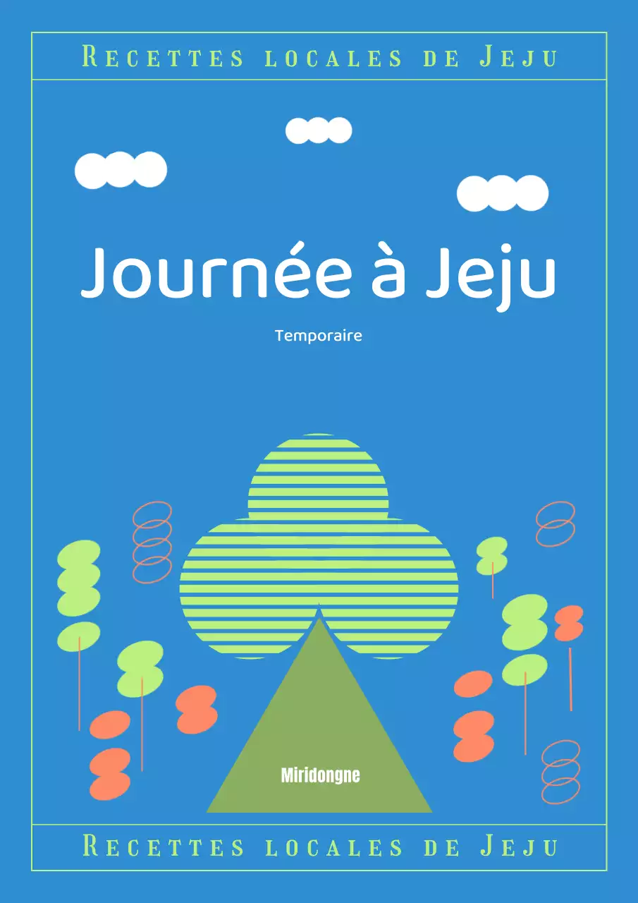 Recettes de cuisine de Jeju avec un concept de design simple bleu clair