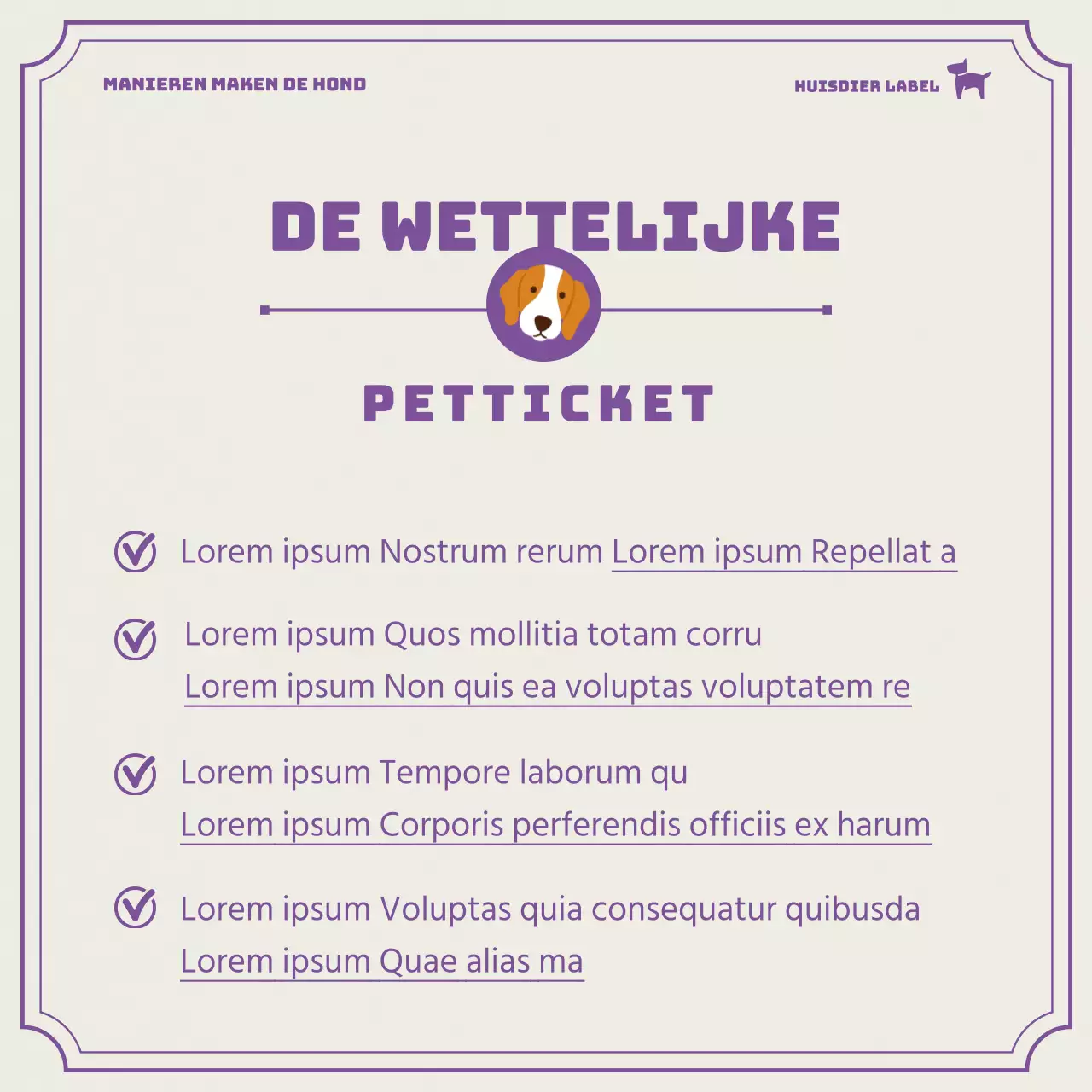 Over paars huisdier tickets