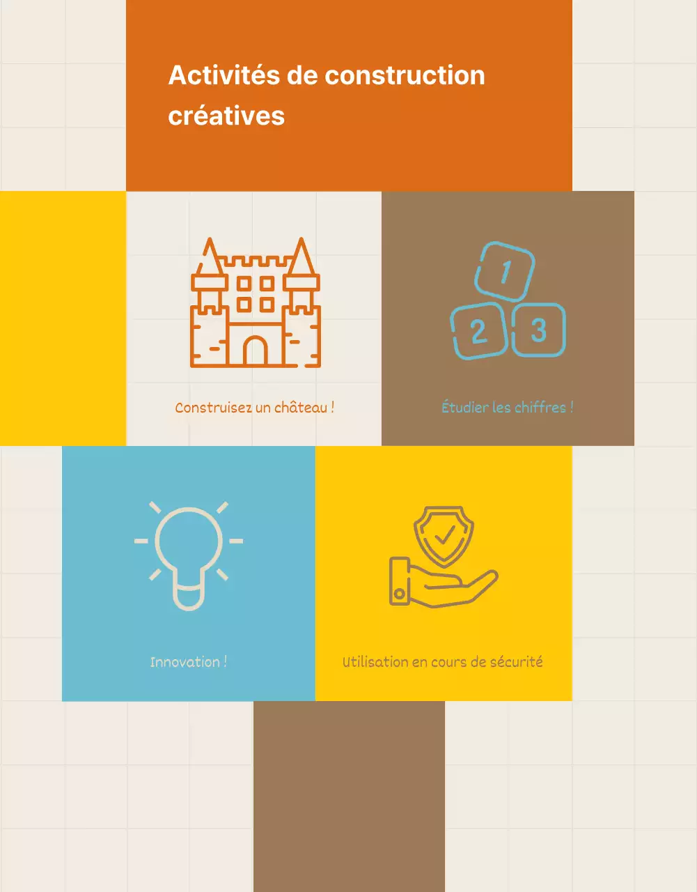 Yellow Blue Brown Square Blocktoy Children's Parish Promotion