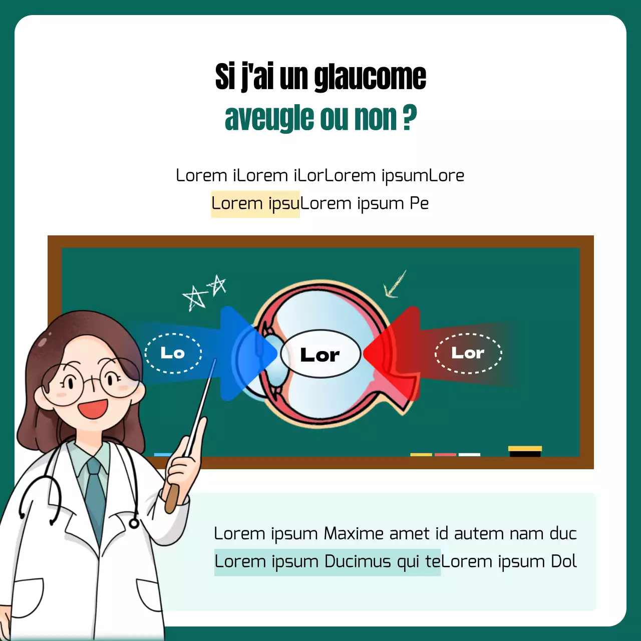 Glaucome expliqué dans un concept d'illustration jaune et vert