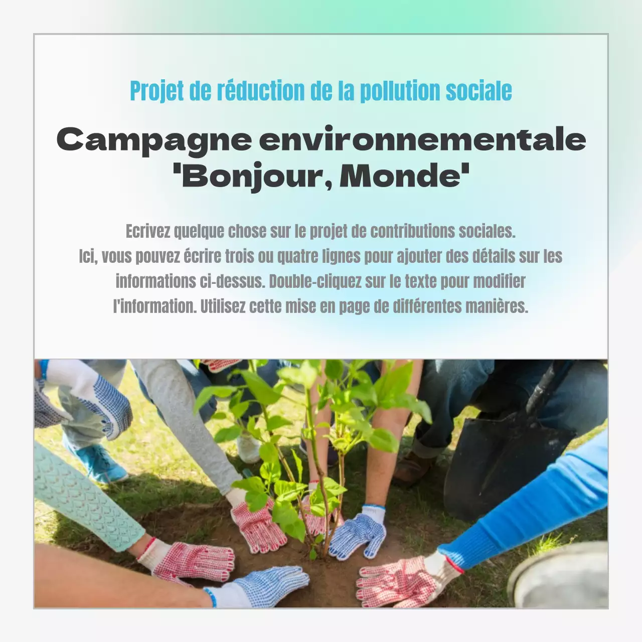 Responsabilité sociale des entreprises avec un concept de dégradé bleu et menthe