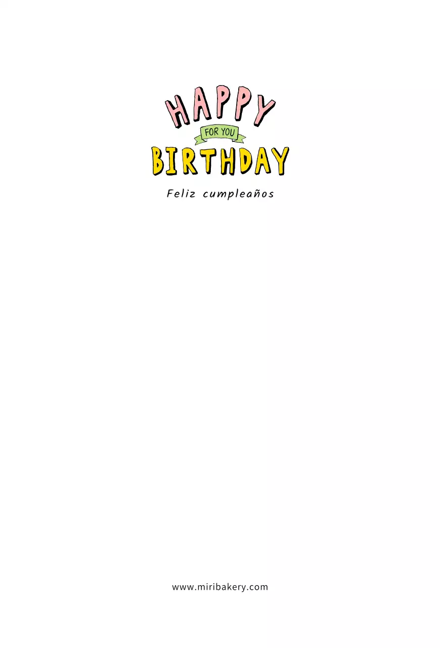 Tarjeta de cumpleaños sencilla con caligrafía en rosa y amarillo