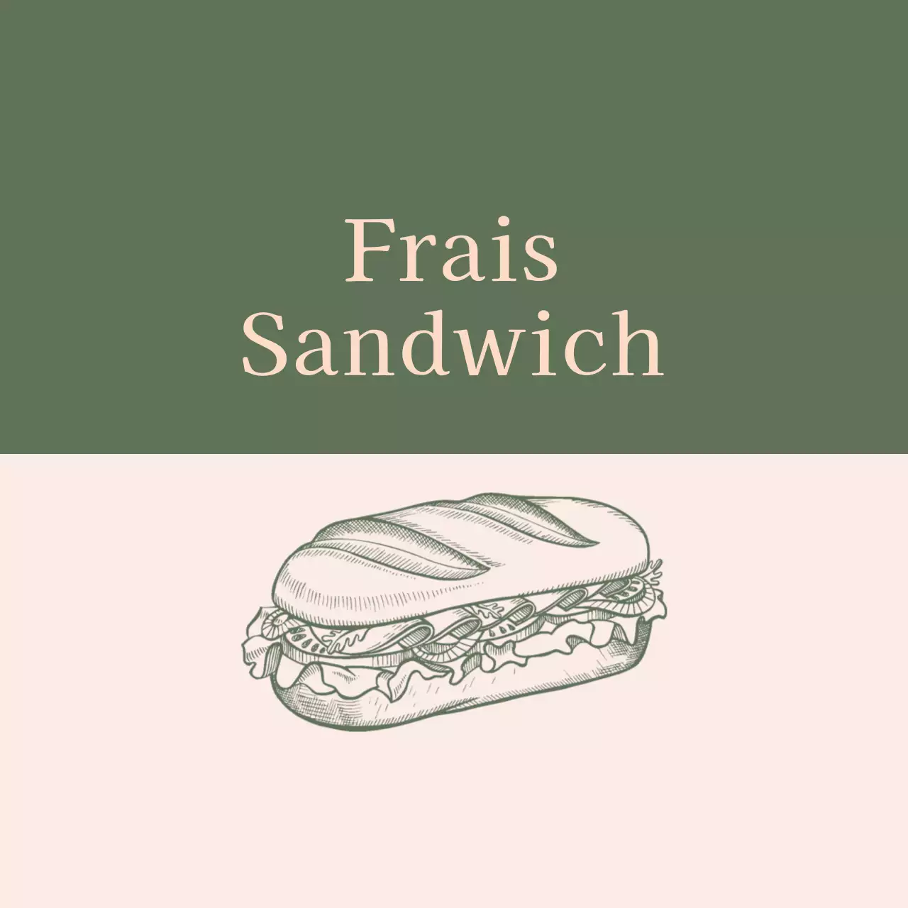 Illustration verte étiquette de sandwich alimentaire vintage