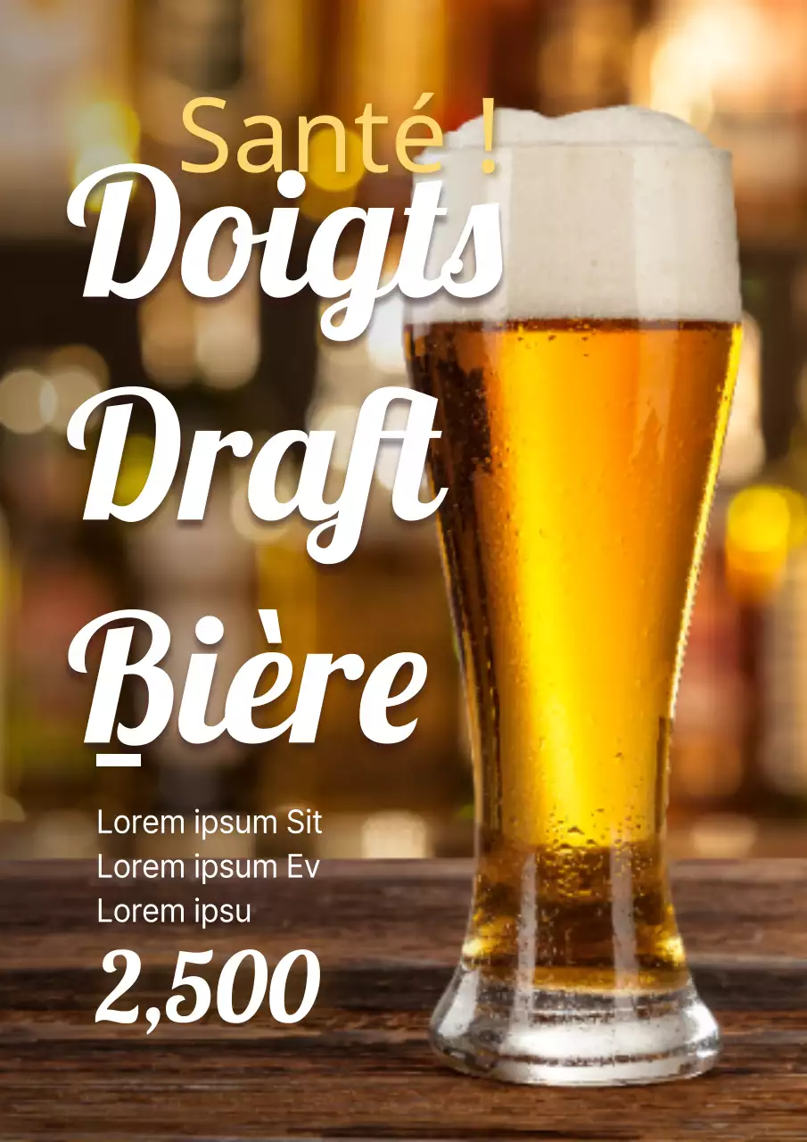 Promouvoir les bières de pub avec une photo d'une bière en jaune