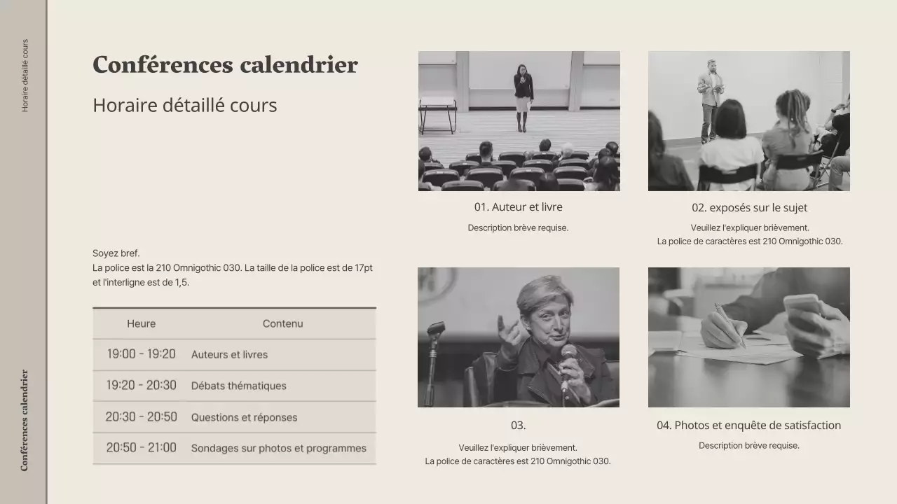 Proposition de conférence dans une librairie beige et grise