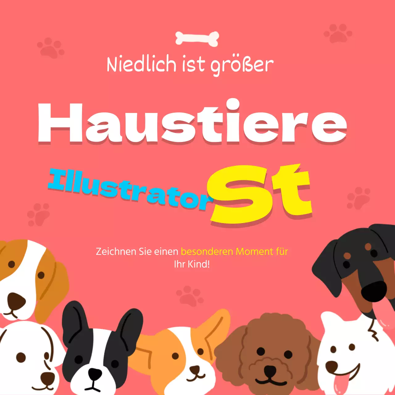 Zeichnen Sie ein niedliches Haustierporträt mit einem Spritzer Rot