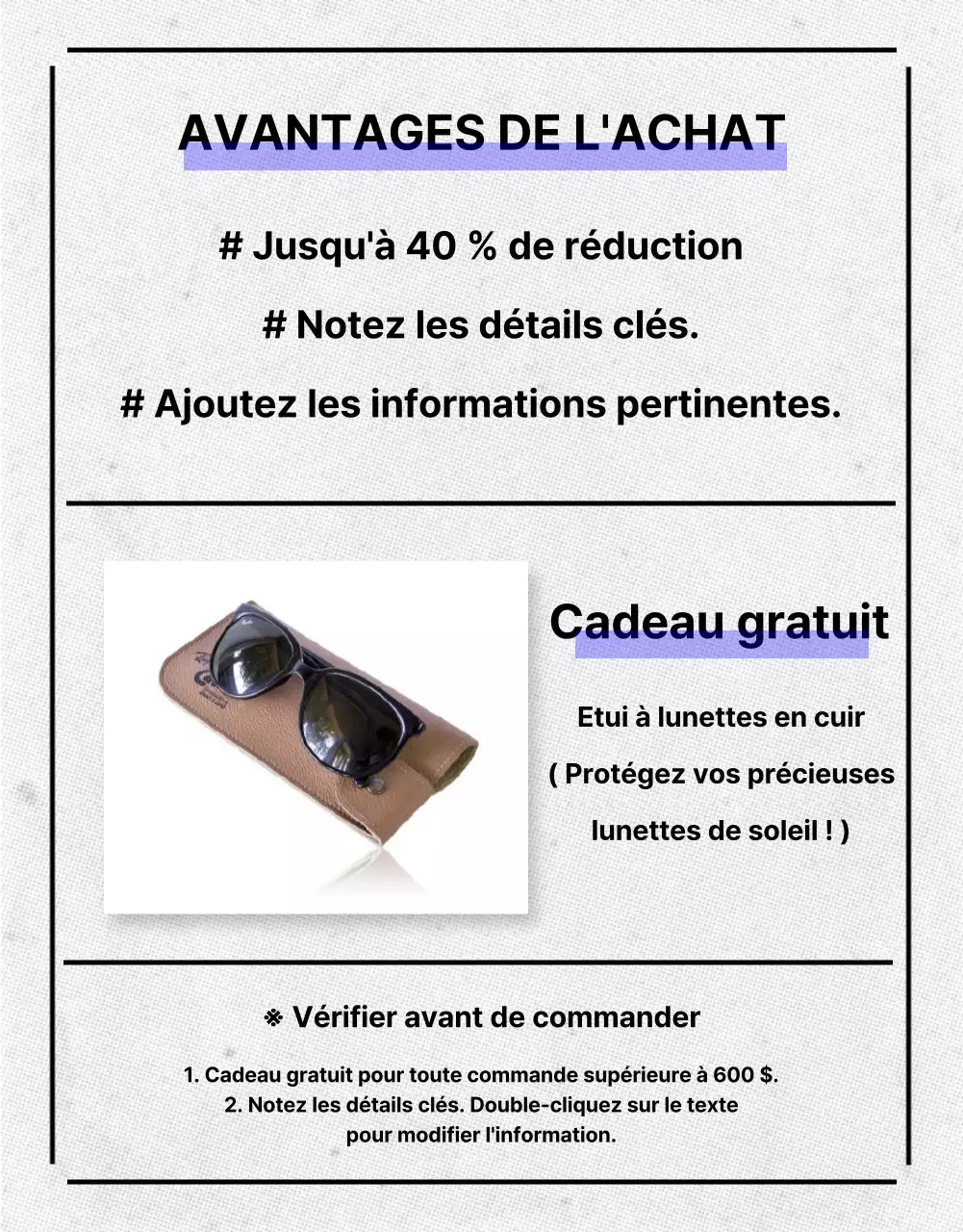 Lunettes de soleil page détaillée