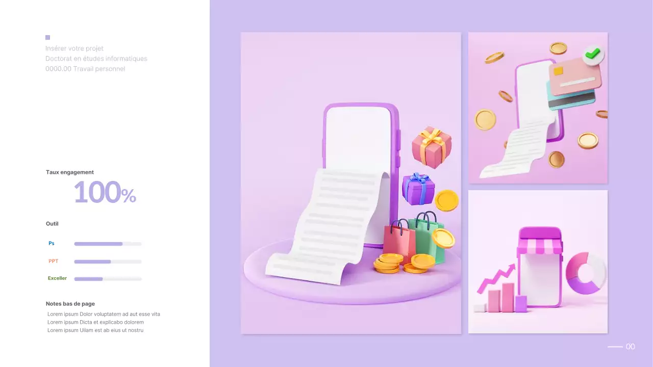 Portefeuille simple avec dégradé mauve