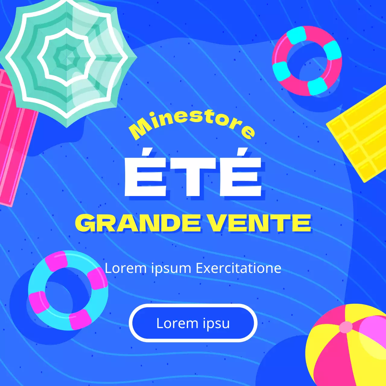 Faites la promotion de votre grande vente d'été avec des touches de bleu et de rose