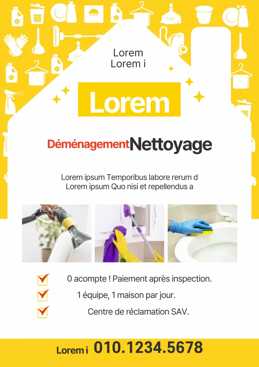 Illustration jaune service de nettoyage mignon holbo