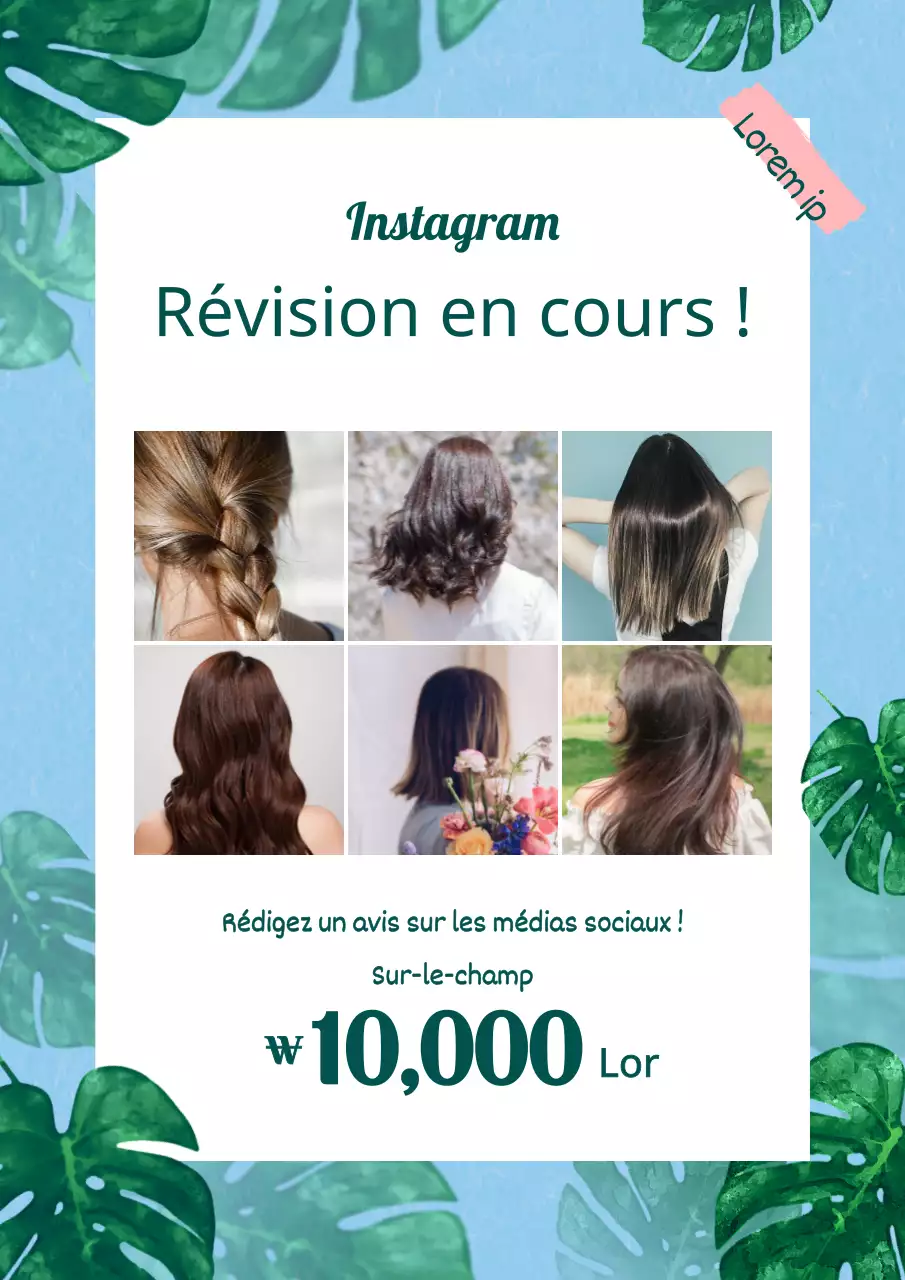 Salon d'été avec illustrations botaniques tropicales en rose et bleu clair