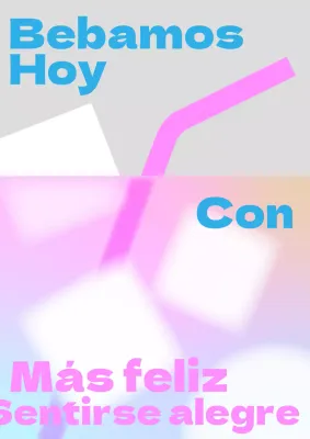 Cartel de cóctel en azul claro y rosa