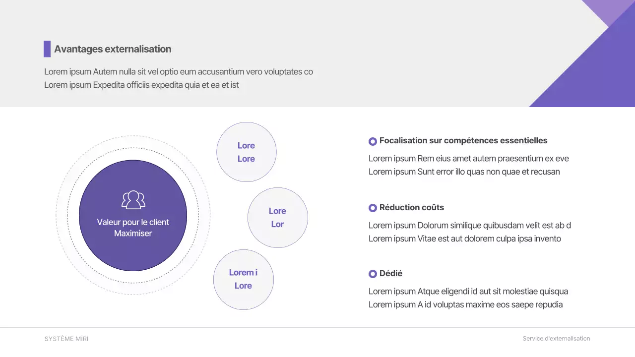 Proposition de services de recrutement externalisés en violet et gris Business B2B Chasseurs de têtes Recrutement d'entreprises Détachement de travailleurs intérimaires