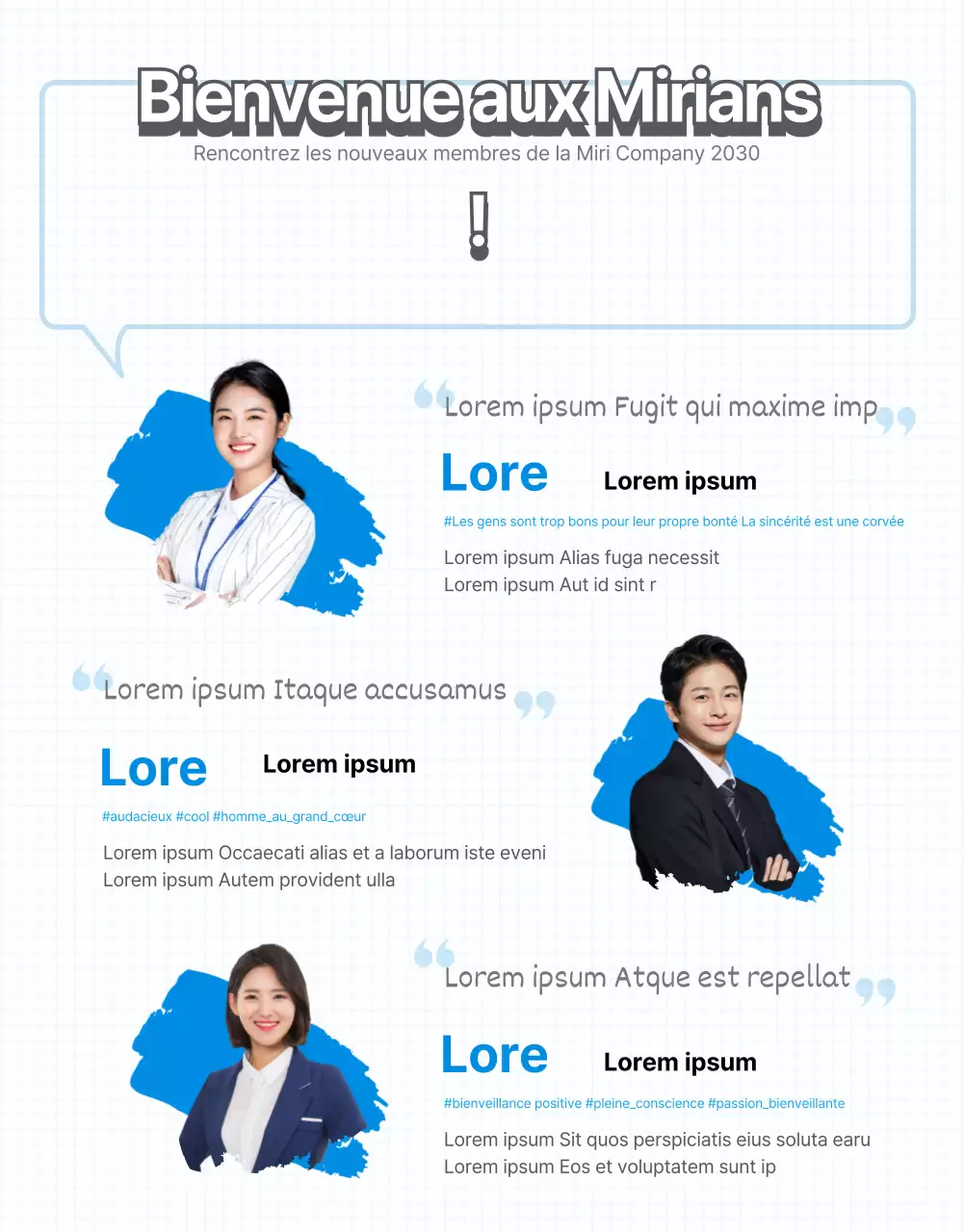 Bulletin d'information d'entreprise webzine bleu et jaune