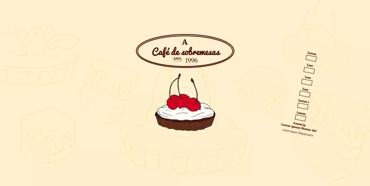 Promover e informar os cafés com um logótipo emotivo em castanho avermelhado e amarelo pálido