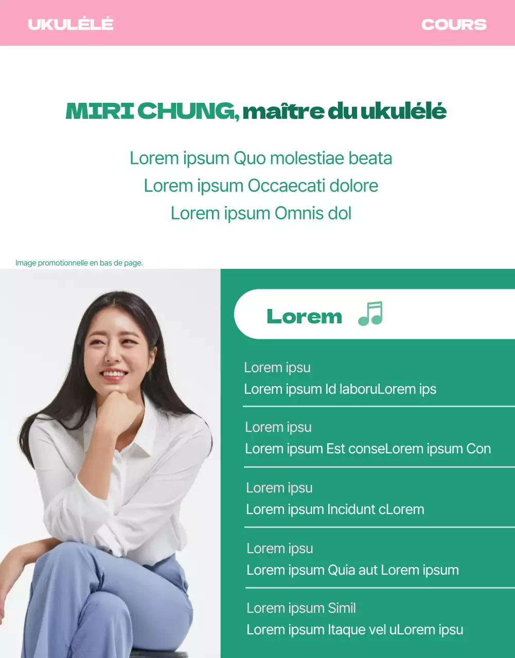 Leçons particulières d'ukulélé tropical hawaïen en vert et rose