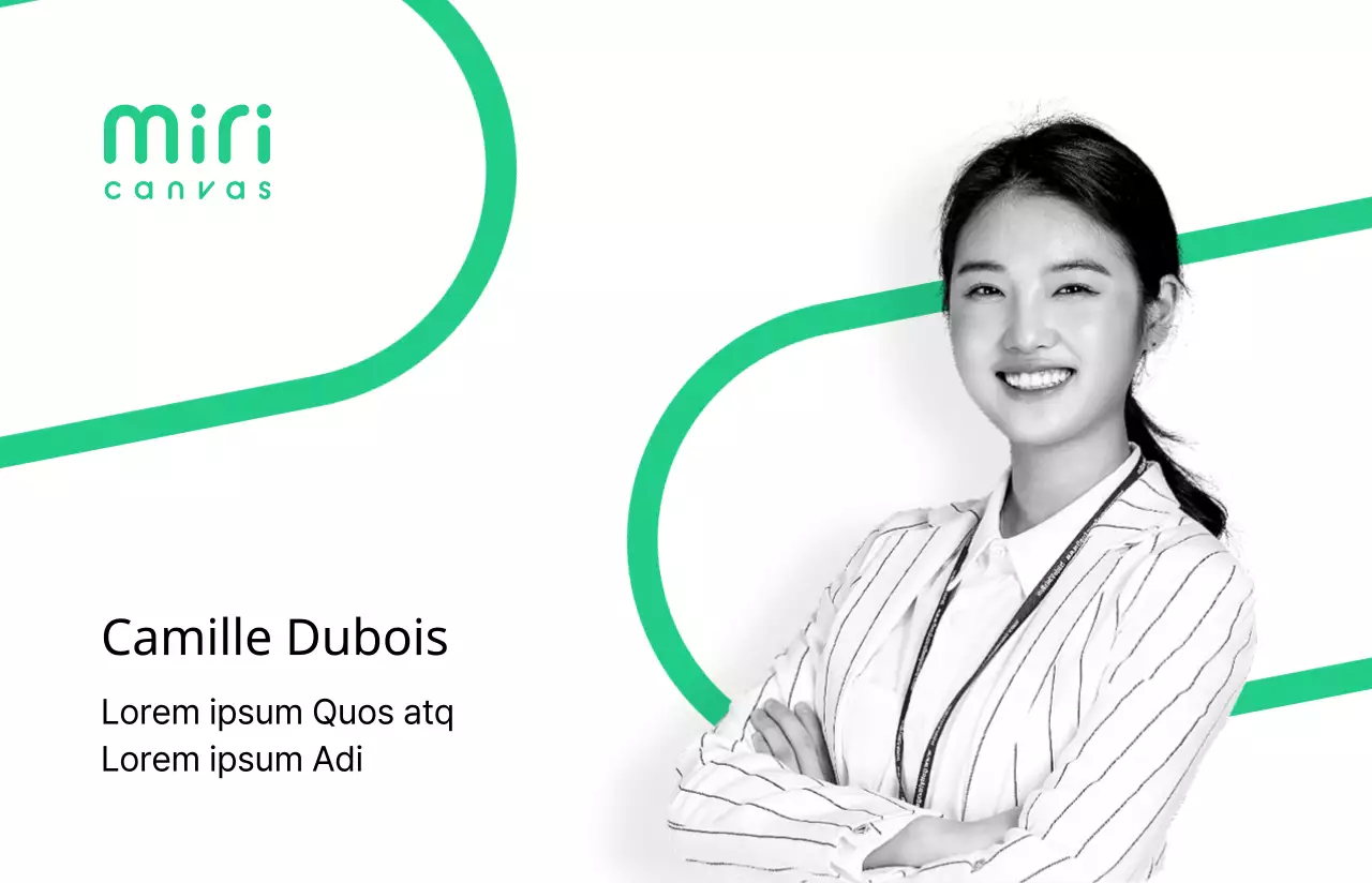 Profil de carte d'employé de style simple et basique avec des accents blancs et verts