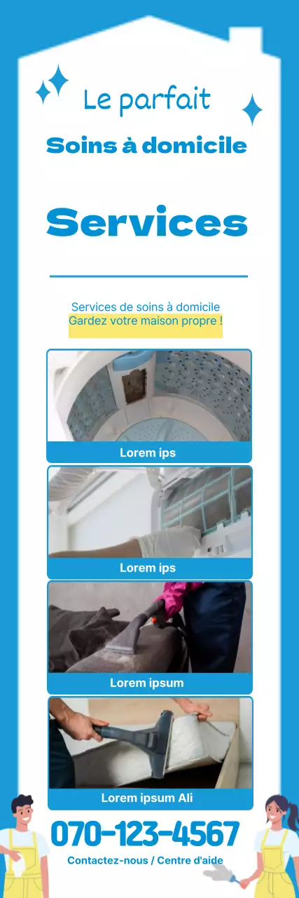 Faites la promotion de votre service de nettoyage à domicile avec une photo d'illustration bleue