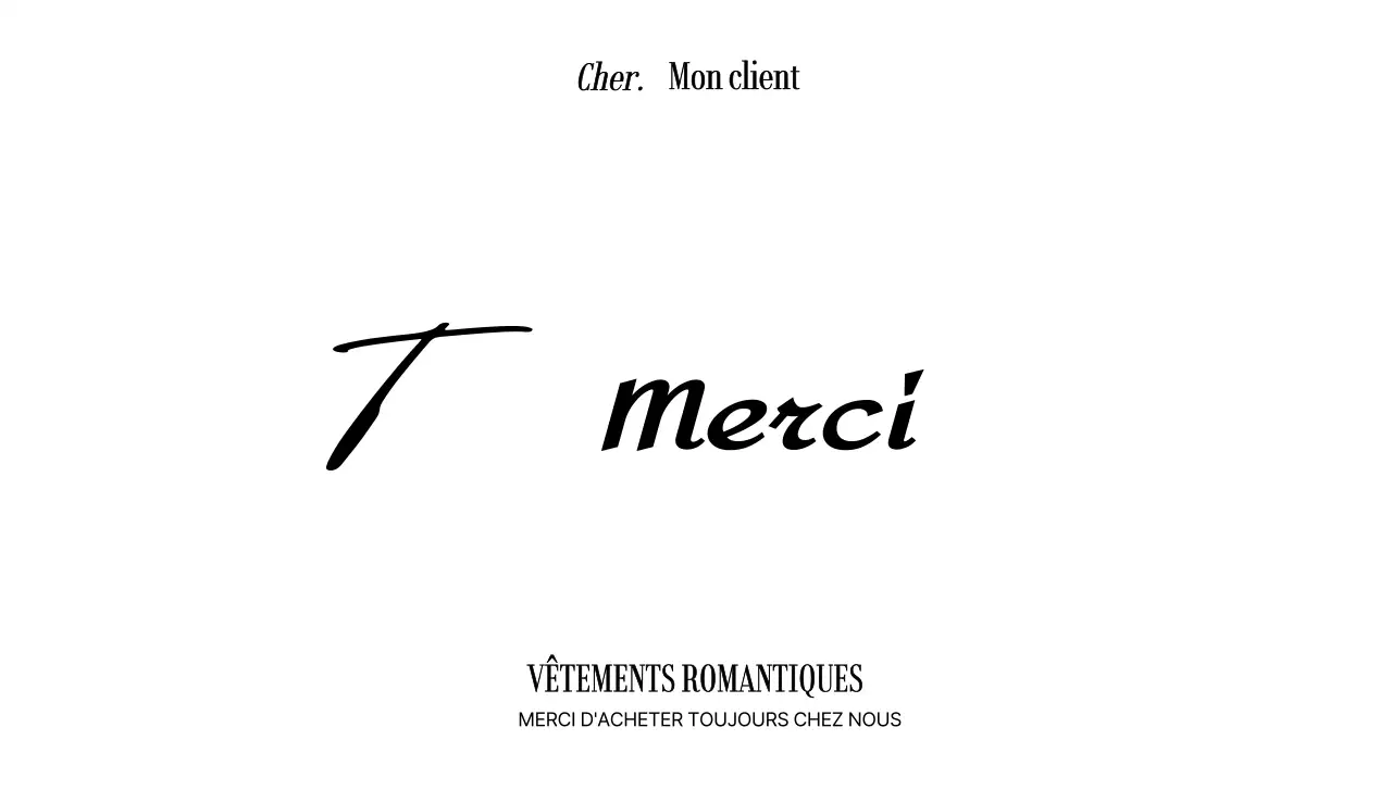 Carte de remerciement pour un centre commercial avec écriture noire griffonnée