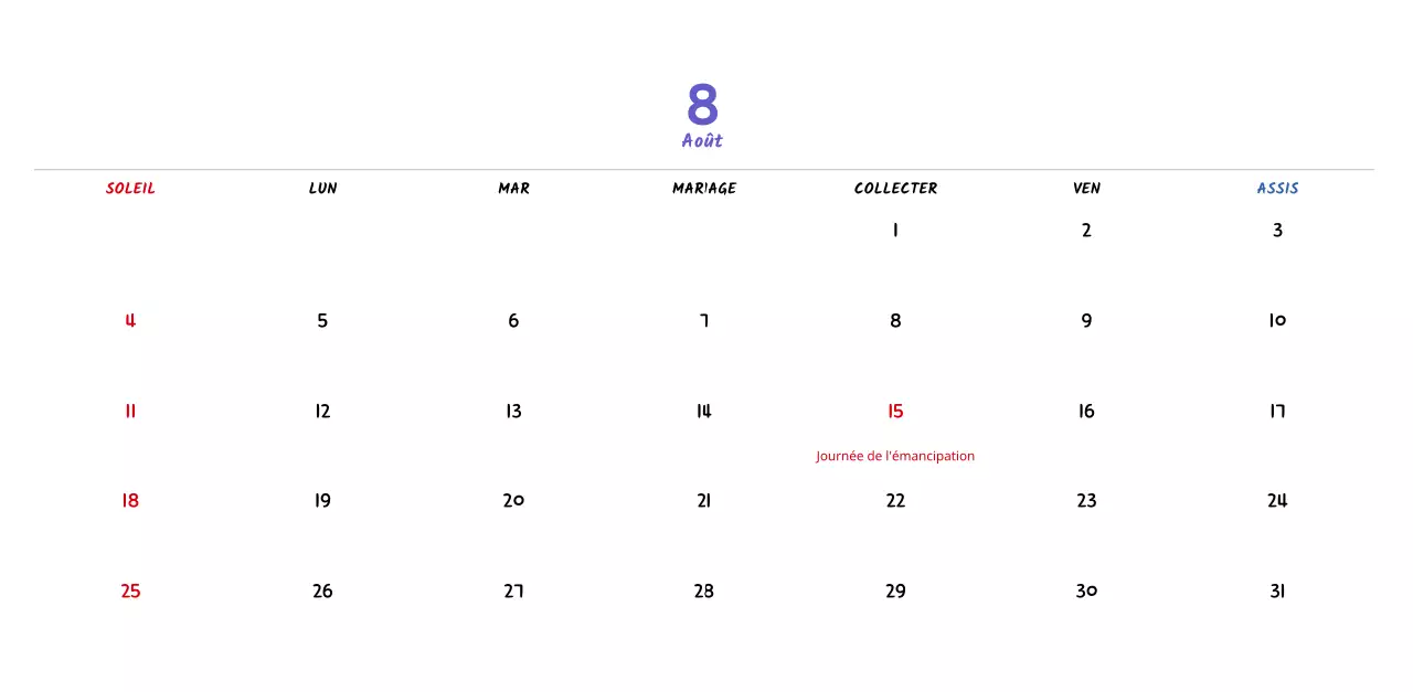 Calendrier du Nouvel An avec de jolies illustrations au trait