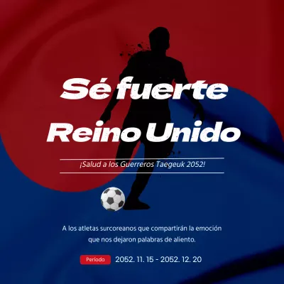 Animación futbolística en la puerta roja y azul de Tai Chi