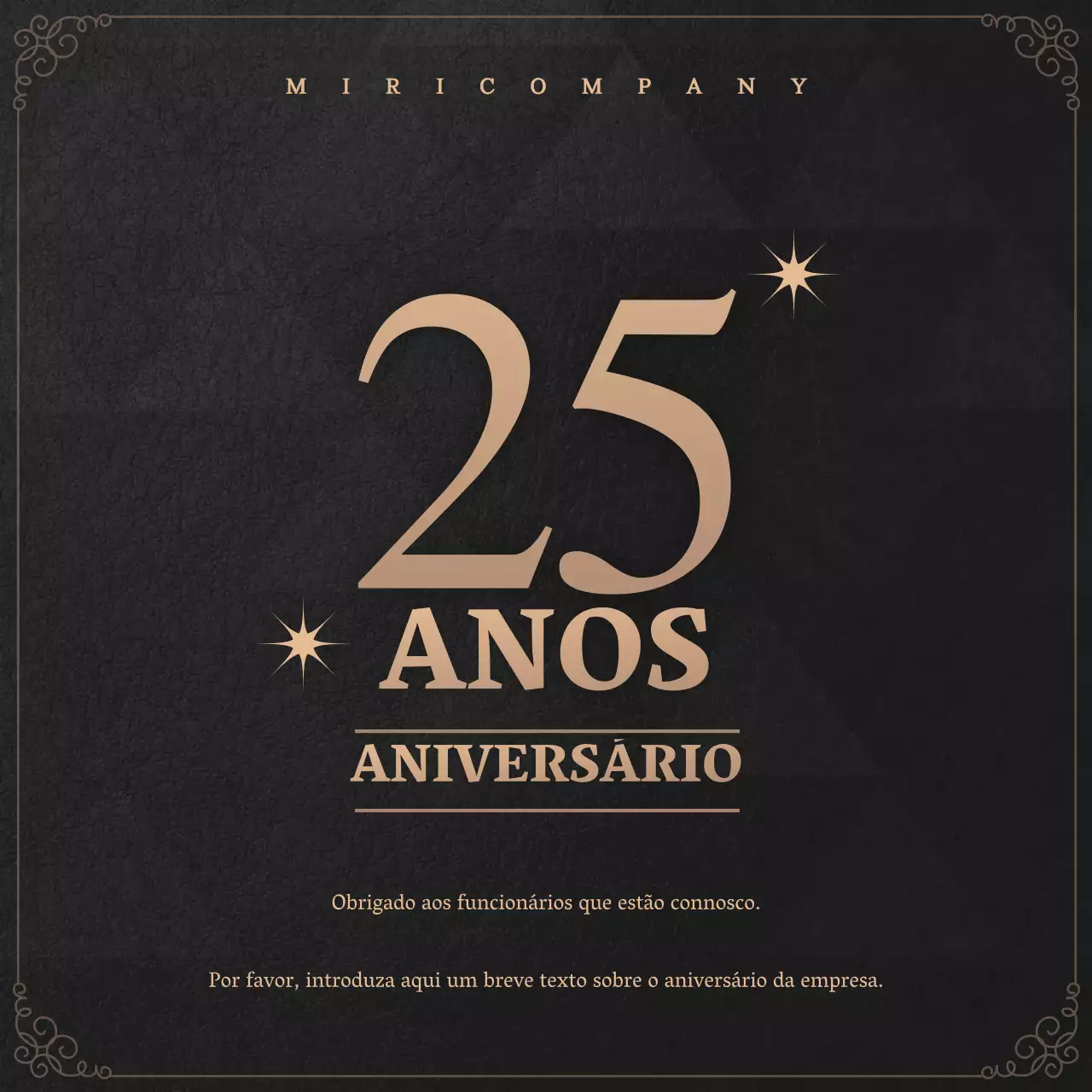 Um simples aniversário de empresa em preto e dourado