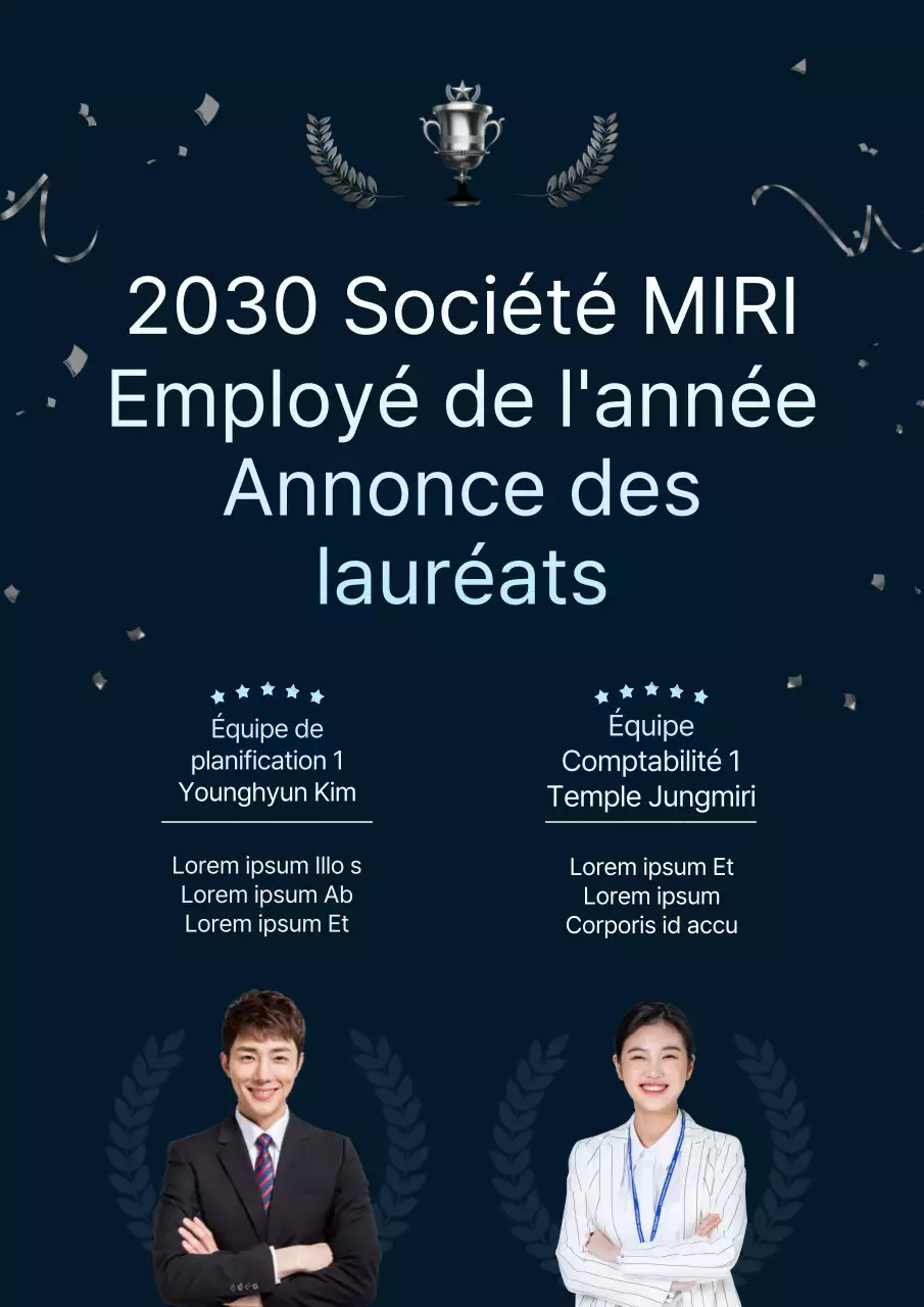 Annonce du lauréat de l'illustration 3D argent et bleu clair