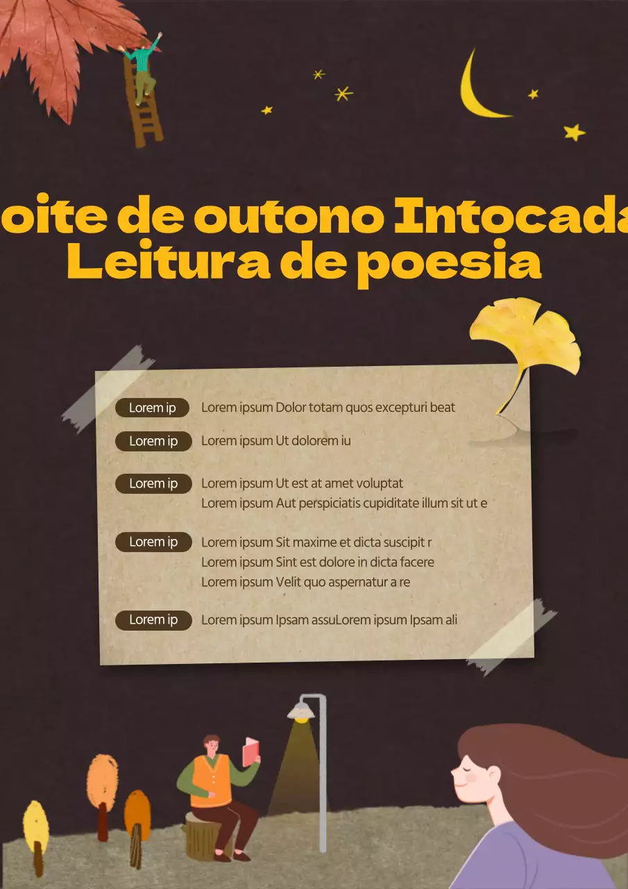 Folheto do Concurso de Leitura de Poesia da Noite de outono da Biblioteca