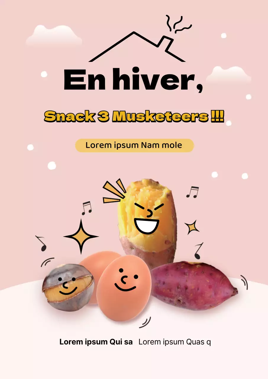 Poster de street food jaune et hivernal