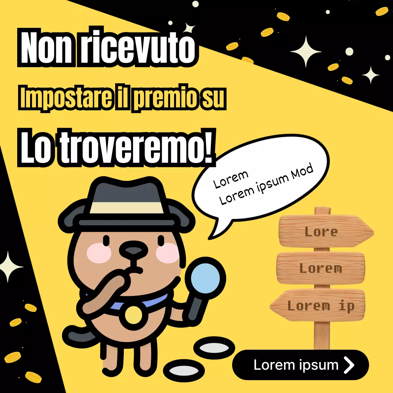 Illustrazione gialla e nera per promuovere i sinistri assicurativi