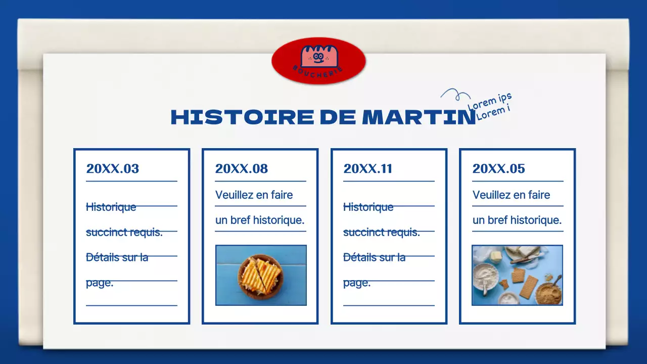 Portefeuille d'une jolie boulangerie en bleu et marron