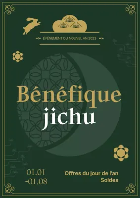 Affiche du Nouvel An en vert et or