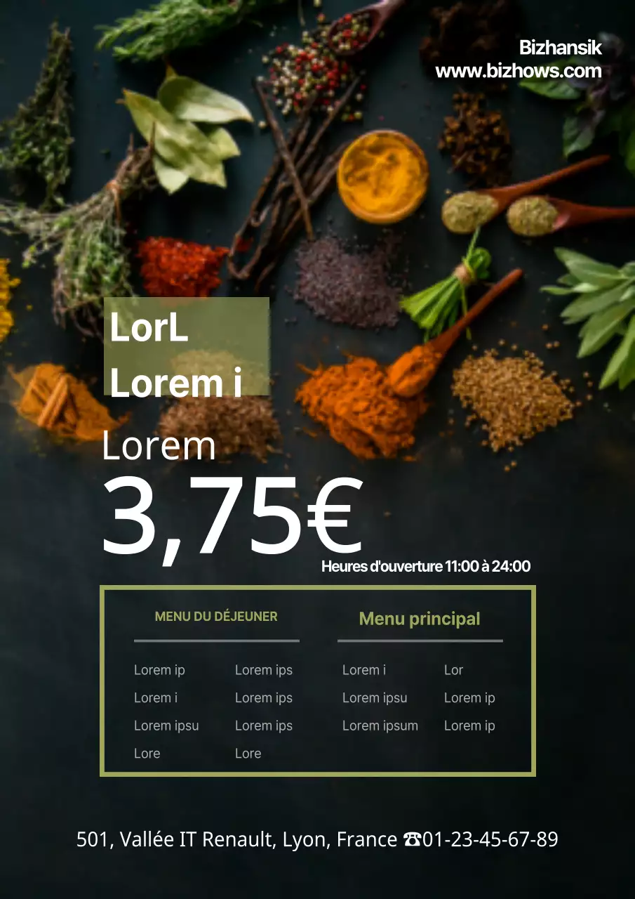 Menu de réduction pour la célébration de l'ouverture avec des photos de massage en noir et vert