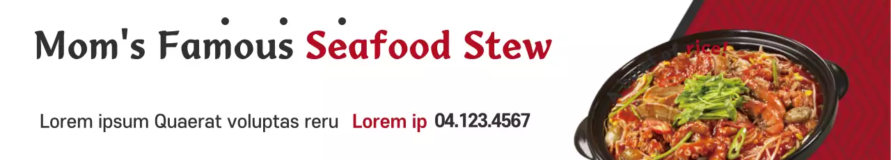 Banner vermelho tradicional de promoção de frutos do mar