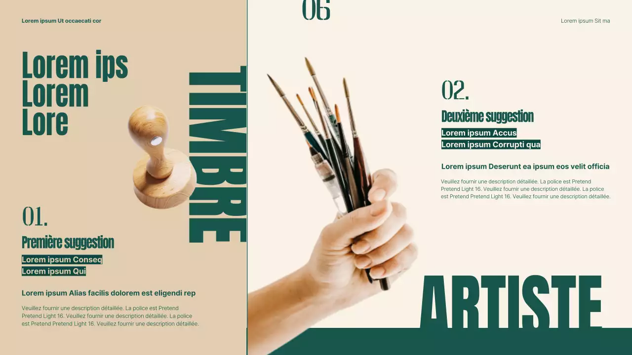 Plan de revitalisation des marchés traditionnels à l'aide d'objets et de typographies vertes et beiges