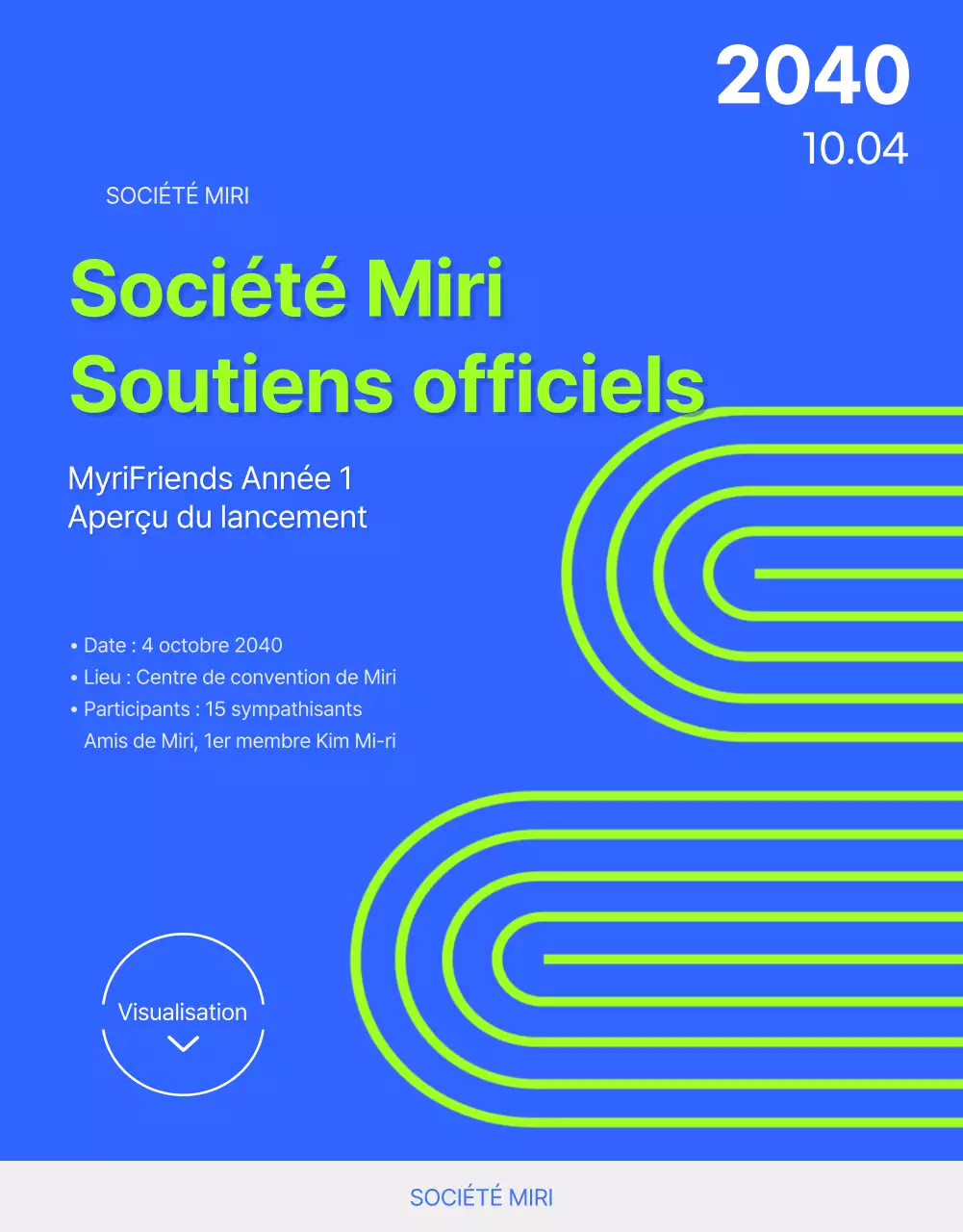 Les détails de l'annonce des supporters dans un schéma de couleurs bleu et vert vif