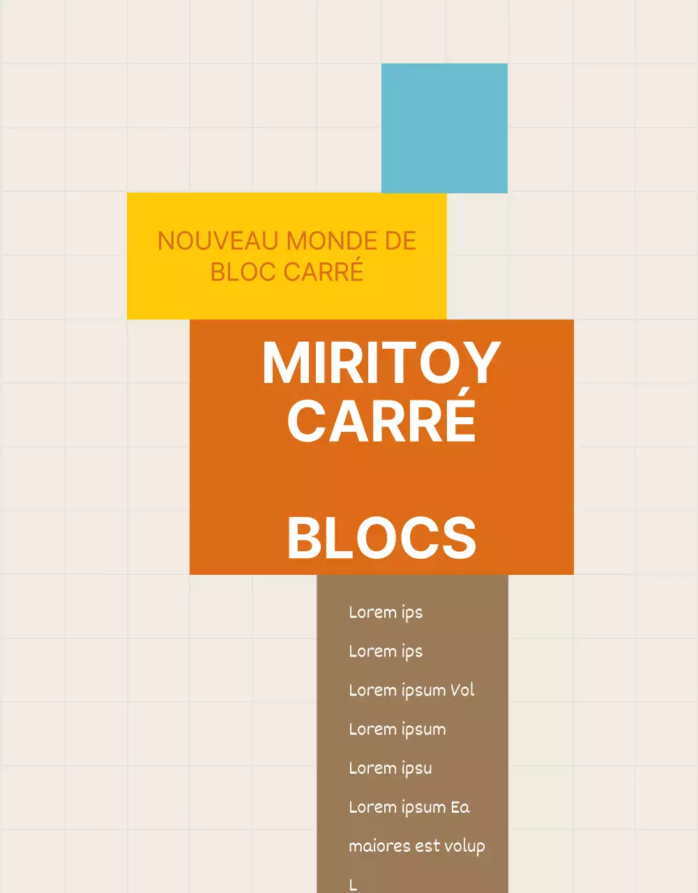 Yellow Blue Brown Square Blocktoy Children's Parish Promotion