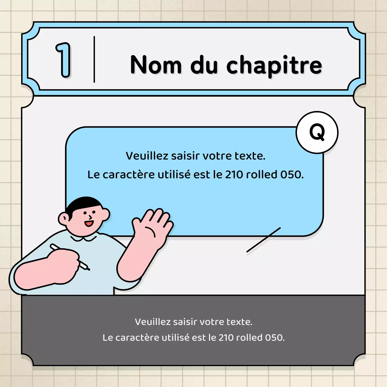 Bulles de texte bleu clair et jaune et illustration mignonne