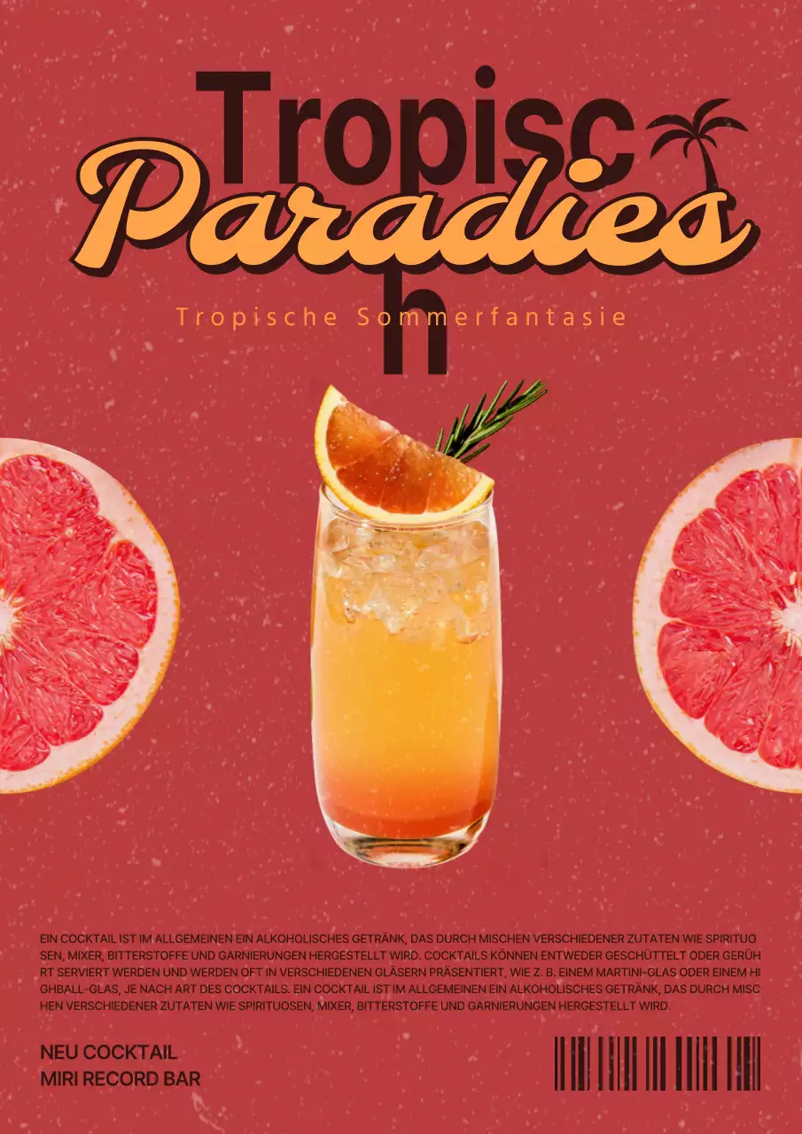 Förderung eines tropischen Cocktails in Rot und Grün