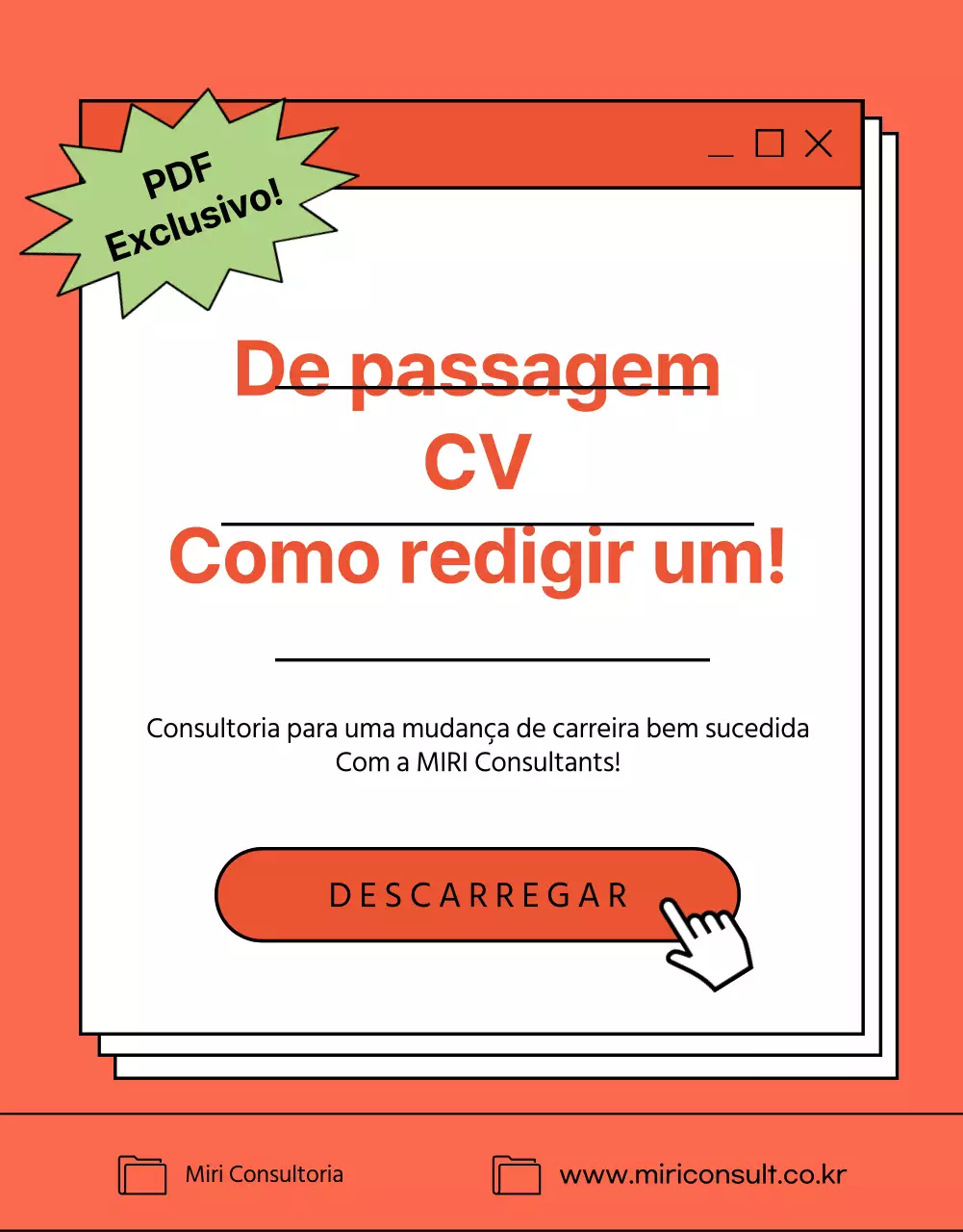 Promova a sua experiência em consultoria de currículos com um simples conceito de ebook vermelho e branco